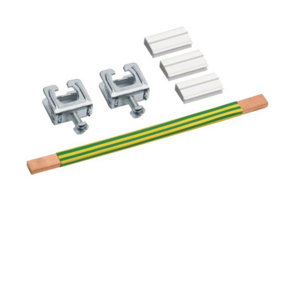 Hager ZM35PE CU-Schiene, univZ, 180x9x6mm, 35mm²grün/gelb, lamelliert, m. 2xKlemmen bis 35mm²