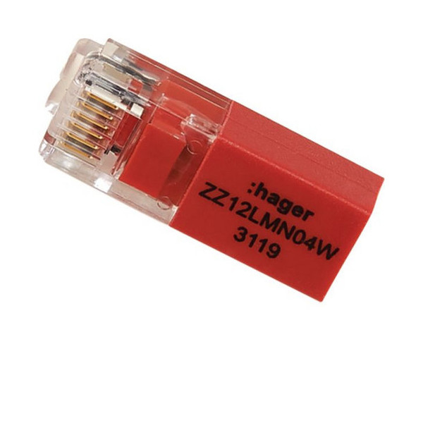 Hager ZZ12LMN04W Abschlusswiderstand RJ12 für LMN-Modul, 120 Ohm