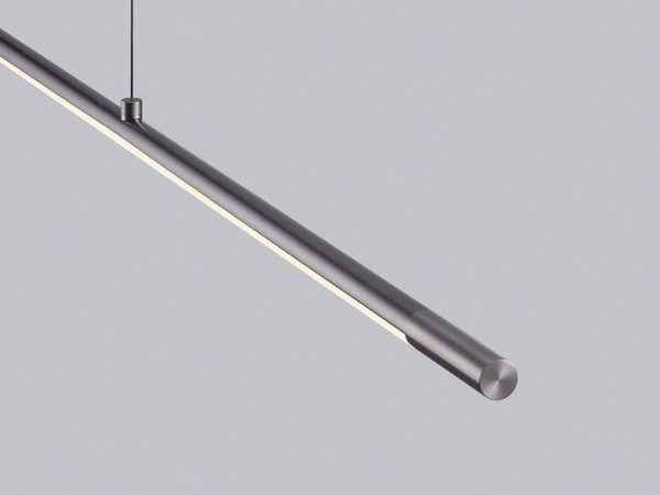 Helestra LEDA LED Pendelleuchte 12W dimmbar 90Ra warmweiss Titangrau eloxiert Aluminium satiniert 130cm
