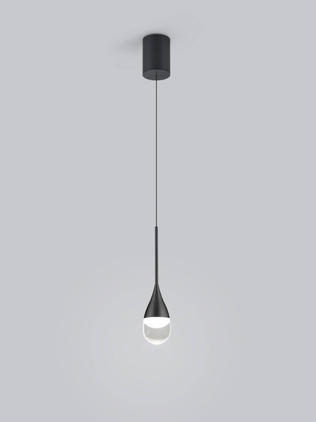 Helestra DEEP LED Pendelleuchte 9W dimmbar 90Ra warmweiss Mattschwarz Aluminium Glas teilsatiniert Ø8cm