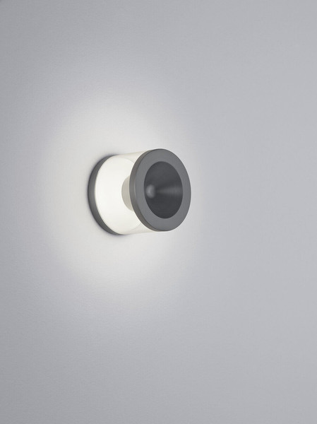 Helestra PORO LED Wandleuchte 7W dimmbar 90Ra warmweiss Titangrau eloxiert Aluminium klar
