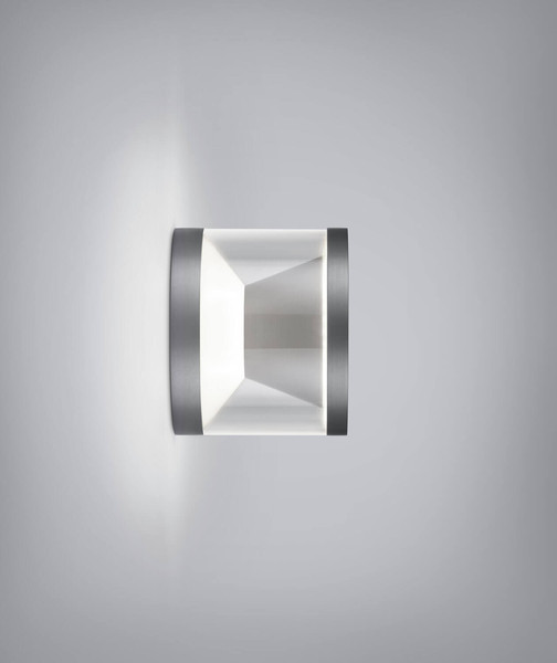 Helestra PORO LED Wandleuchte 7W dimmbar 90Ra warmweiss Titangrau eloxiert Aluminium klar