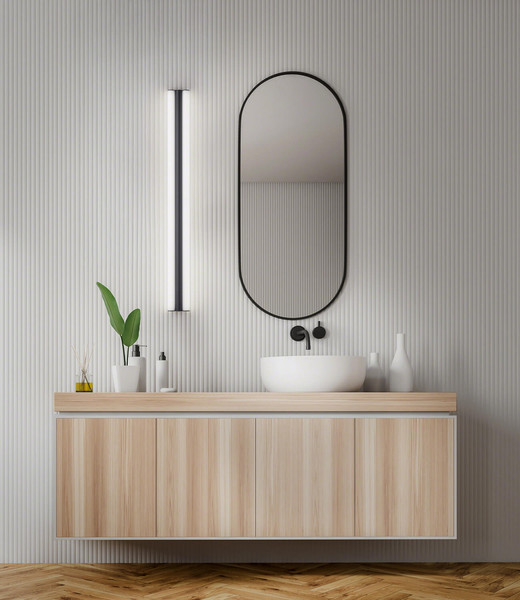 Helestra LOOM LED Wand- und Deckenleuchte 40W IP44 90Ra Steuerbare Lichtfarbe, warm-/neutralweiss Mattschwarz Stahl satiniert
