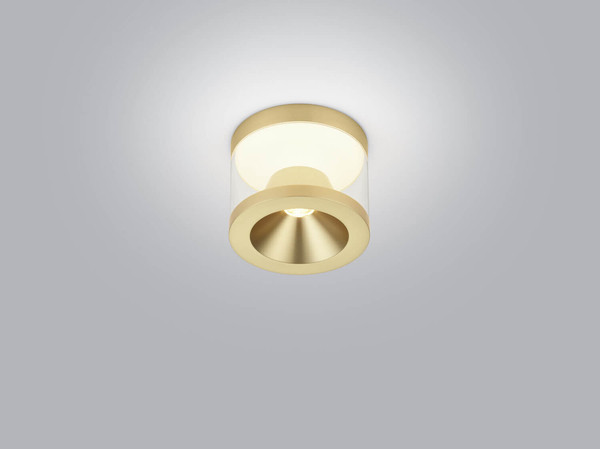 Helestra PORO LED Deckenleuchte 10W dimmbar 90Ra warmweiss Mattgold Aluminium klar
