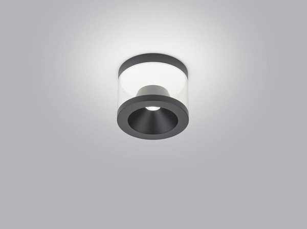 Helestra PORO LED Deckenleuchte 10W dimmbar 90Ra warmweiss Mattschwarz Aluminium klar