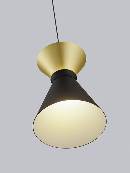 Helestra LUK LED Pendelleuchte 12W dimmbar 90Ra warmweiss Schwarz-Gold Aluminium satiniert Ø15cm