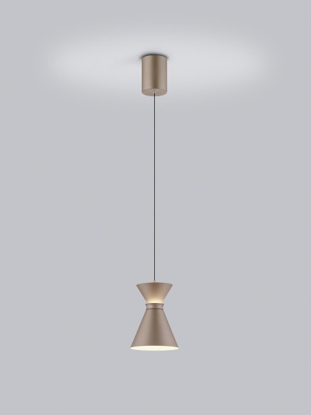 Helestra LUK LED Pendelleuchte 12W dimmbar 90Ra warmweiss Coffee Aluminium satiniert Ø15cm