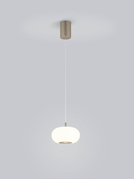Helestra SAPO LED Pendelleuchte 12W dimmbar 90Ra warmweiss Coffee Aluminium Opalglas weiß Ø20cm