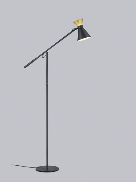 Helestra LUK LED Stehleuchte 10W dimmbar 90Ra warmweiss Schwarz-Gold Aluminium satiniert 169cm