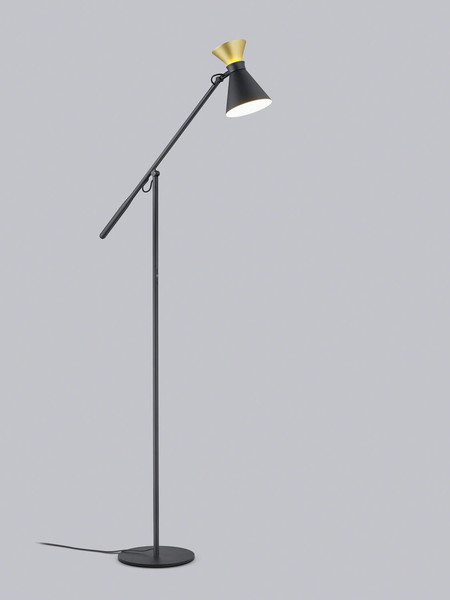Helestra LUK LED Stehleuchte 10W dimmbar 90Ra warmweiss Schwarz-Gold Aluminium satiniert 169cm