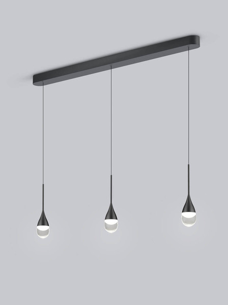 Helestra DEEP LED Pendelleuchte 24W dimmbar 90Ra warmweiss Mattschwarz Aluminium Glas teilsatiniert 120cm