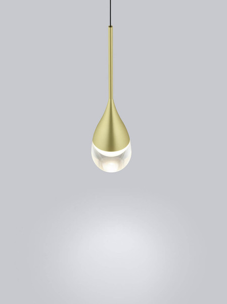 Helestra DEEP LED Pendelleuchte 24W dimmbar 90Ra warmweiss Schwarz-Gold Aluminium Glas teilsatiniert 120cm