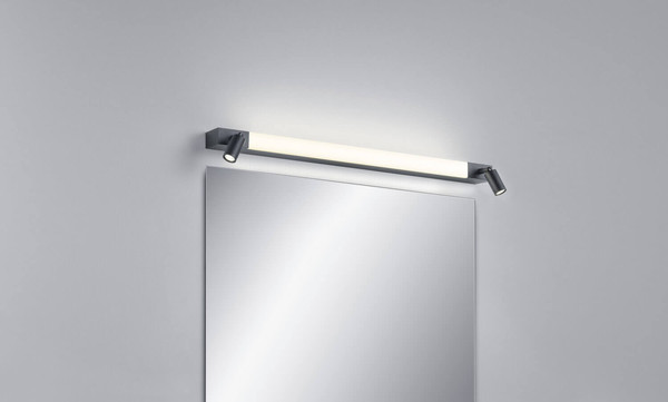 Helestra NERO LED Wandleuchte 12W IP44 90Ra Steuerbare Lichtfarbe, warm-/neutralweiss schwenkbar Mattschwarz Aluminium satiniert