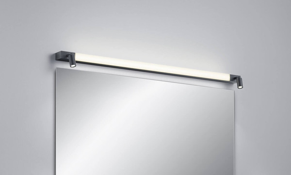 Helestra NERO LED Wandleuchte 17W IP44 90Ra Steuerbare Lichtfarbe, warm-/neutralweiss schwenkbar Mattschwarz Aluminium satiniert