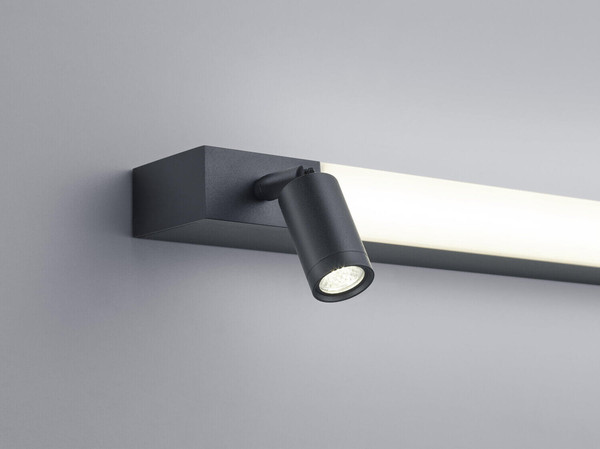 Helestra NERO LED Wandleuchte 22W IP44 90Ra Steuerbare Lichtfarbe, warm-/neutralweiss schwenkbar Mattschwarz Aluminium satiniert