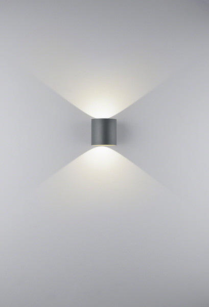 Helestra TOZY LED Wandleuchte 8W dimmbar IP65 90Ra warmweiss Graphit Aluminium-Guss