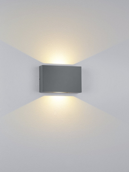Helestra PARI LED Wandleuchte 6W IP65 90Ra Steuerbare Lichtfarbe, warmweiss schwenkbar Graphit Aluminium Glas klar