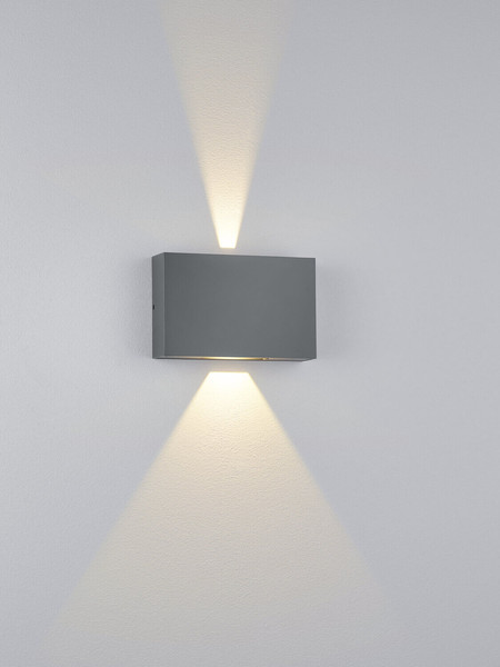 Helestra PARI LED Wandleuchte 6W IP65 90Ra Steuerbare Lichtfarbe, warmweiss schwenkbar Graphit Aluminium Glas klar