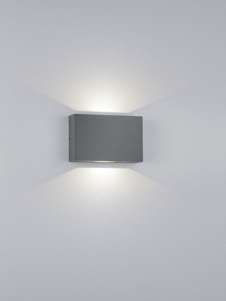 Helestra PARI LED Wandleuchte 6W IP65 90Ra Steuerbare Lichtfarbe, warmweiss schwenkbar Graphit Aluminium Glas klar