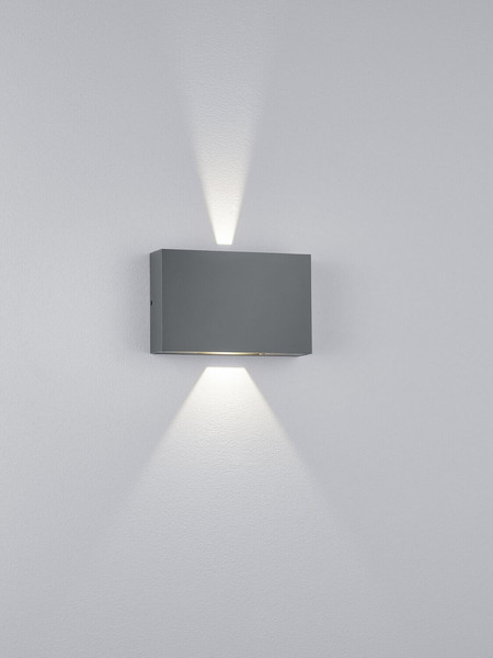 Helestra PARI LED Wandleuchte 6W IP65 90Ra Steuerbare Lichtfarbe, warmweiss schwenkbar Graphit Aluminium Glas klar