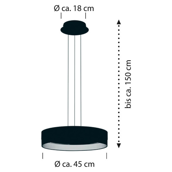 Hell LED Pendelleuchte Mesh dimmbar 44W warmweiss 90Ra B-Link Schwarz Gold Ø45cm 20517/1-06