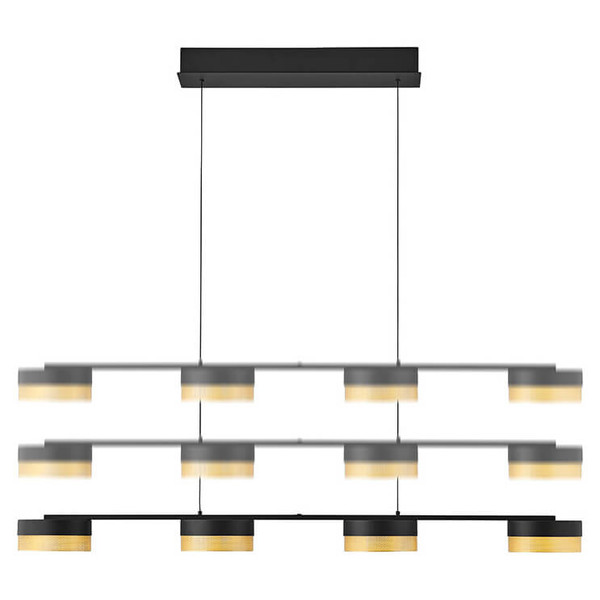 Hell LED Pendelleuchte Mesh dimmbar 44W warmweiss 90Ra Schwarz Gold 110x12cm 20619/4-06