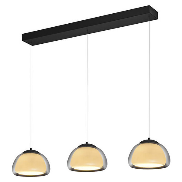 Hell LED Pendelleuchte Luxxo dimmbar 33W Dim to Warm extrawarm- bis warmweiss 90Ra B-Link Schwarz Rauchglas 125x24,5cm 20636/3-06