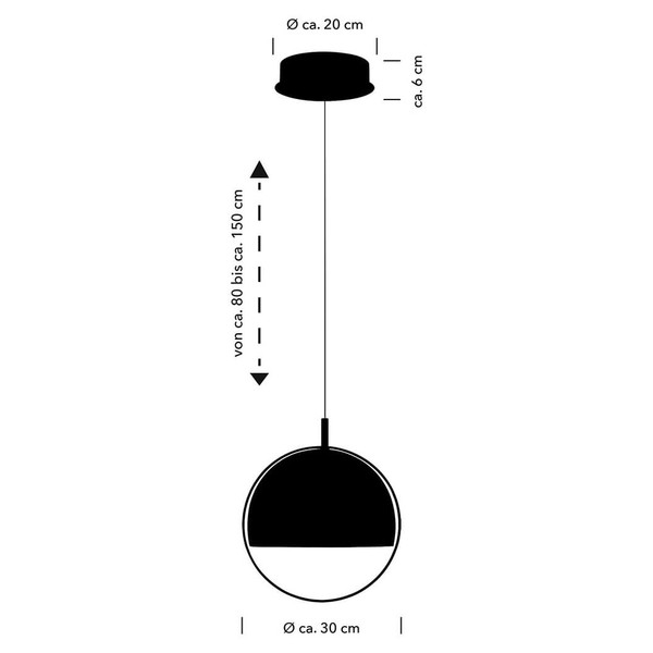 Hell LED Pendelleuchte Hoop dimmbar 15W warmweiss 90Ra B-Link Schwarz Ø30cm 20694/1-06
