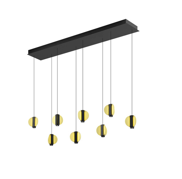 Hell Iris LED Pendelleuchte 8-fach Warmweiß Dimmbar 60-180cm >90Ra Schwarz/Gold 20699/8-51
