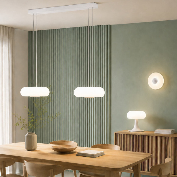 Hell LED Pendelleuchte Siena dimmbar 54W CCT steuerbare Lichtfarbe stufenlos extrawarm- bis tageslichtweiss 90Ra B-Link Weiß Opalglas 110x36cm 20755/2-07