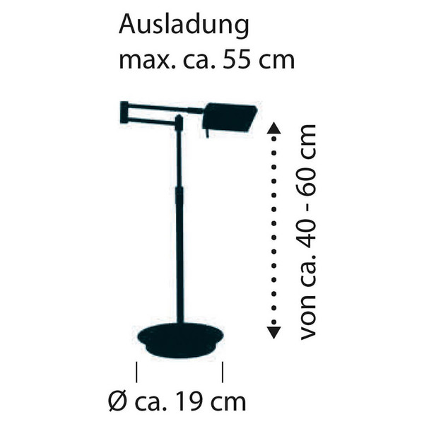 Hell LED Tischleuchte Graz dimmbar 12,8W warmweiss Messing matt 60cm 50290/1-01