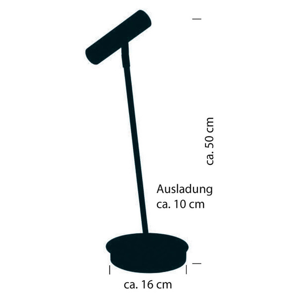 Hell LED Tischleuchte Tom dimmbar 6W warmweiss Schwarz 50cm 50352/1-06