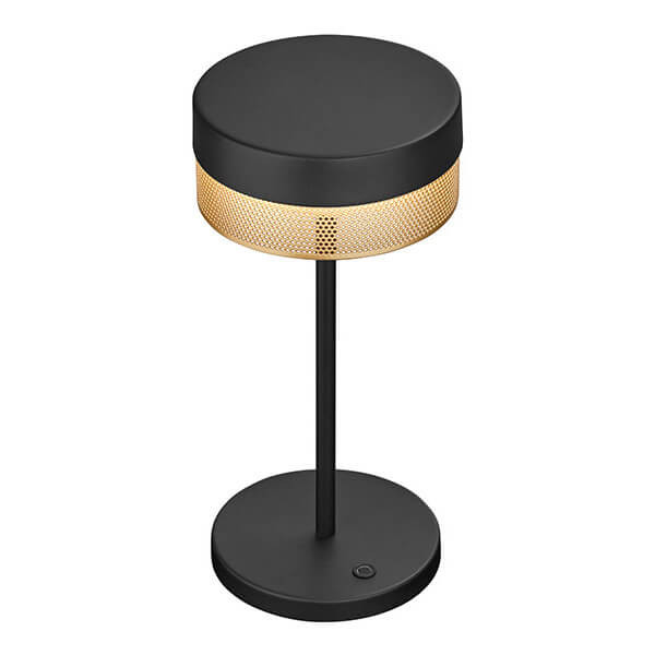 Hell LED Akku-Tischleuchte Mesh-B dimmbar 1,8W warmweiss 90Ra IP54 Schwarz Gold 30cm 50430/1-51