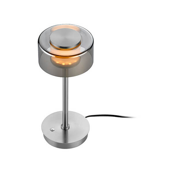 Hell LED Tischleuchte Dune dimmbar 7W Dim to Warm extrawarm- bis warmweiss 90Ra Nickel matt Rauchglas 35cm 50454/1-92