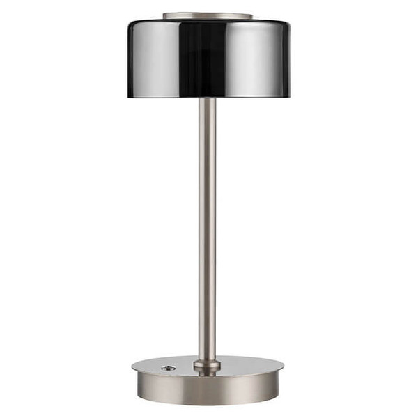 Hell LED Tischleuchte Dune dimmbar 7W Dim to Warm extrawarm- bis warmweiss 90Ra Nickel matt Rauchglas 35cm 50454/1-92