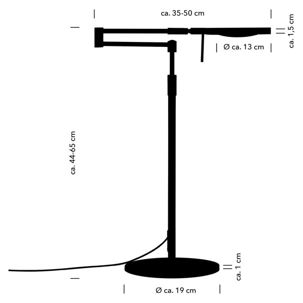Hell LED Tischleuchte Stance dimmbar 12W CCT steuerbare Lichtfarbe 3-stufig extrawarm- bis neutralweiss 90Ra Nickel matt 65cm 50477/1-33