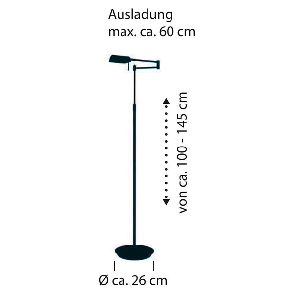 Hell LED Stehleuchte Graz dimmbar 12,8W warmweiss Nickel matt 145cm 60317/1-92