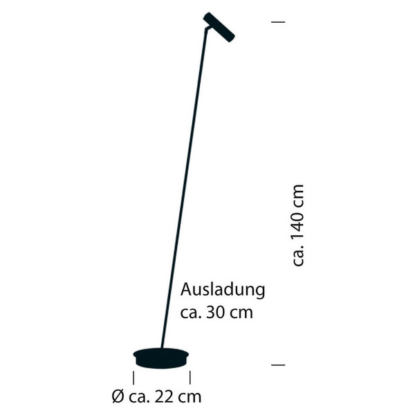 Hell LED Stehleuchte Tom dimmbar 6W warmweiss Nickel matt 140cm 60456/1-92