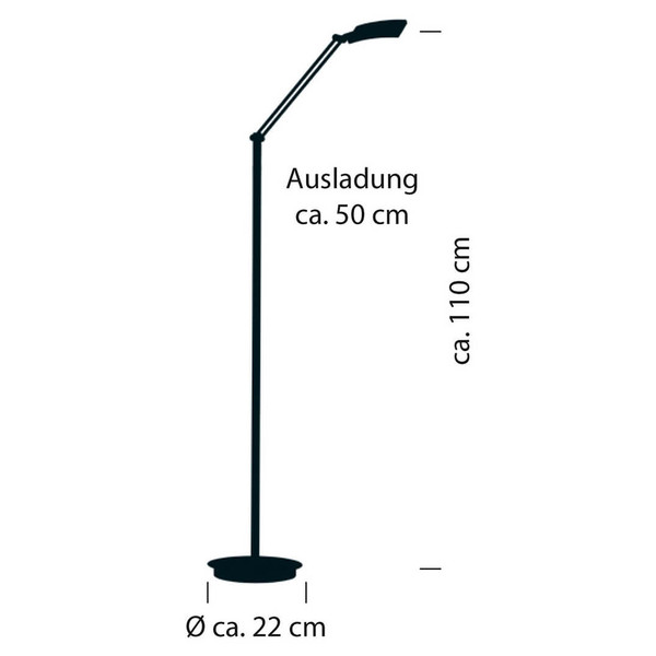Hell LED Stehleuchte Evolo dimmbar 6W CCT steuerbare Lichtfarbe stufenlos warm- bis tageslichtweiss 90Ra Taupe 110cm 60538/1-12