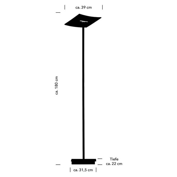 Hell LED Stehleuchte Modena X dimmbar 36W warmweiss 90Ra Nickel matt 180cm 60577/1-92