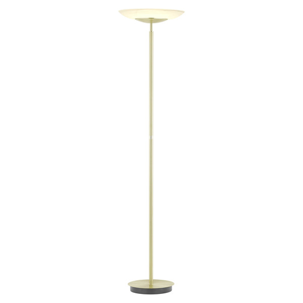 Hell LED Stehleuchte Ferdi dimmbar 36W CCT steuerbare Lichtfarbe 3-stufig extrawarm- bis neutralweiss 90Ra Messing matt Alabasterglas 180cm 60582/1-01