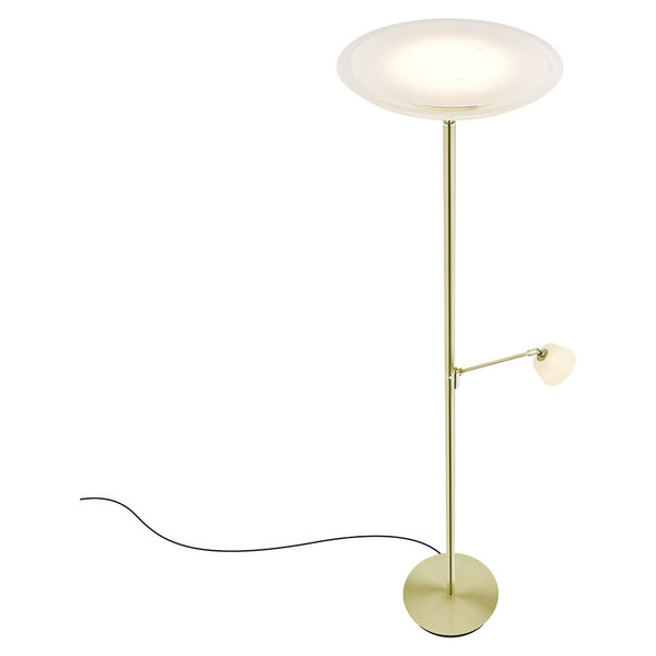 Hell LED Stehleuchte Ferdi dimmbar 41W CCT steuerbare Lichtfarbe 3-stufig extrawarm- bis neutralweiss 90Ra Messing matt Alabasterglas 180cm 60583/2-01