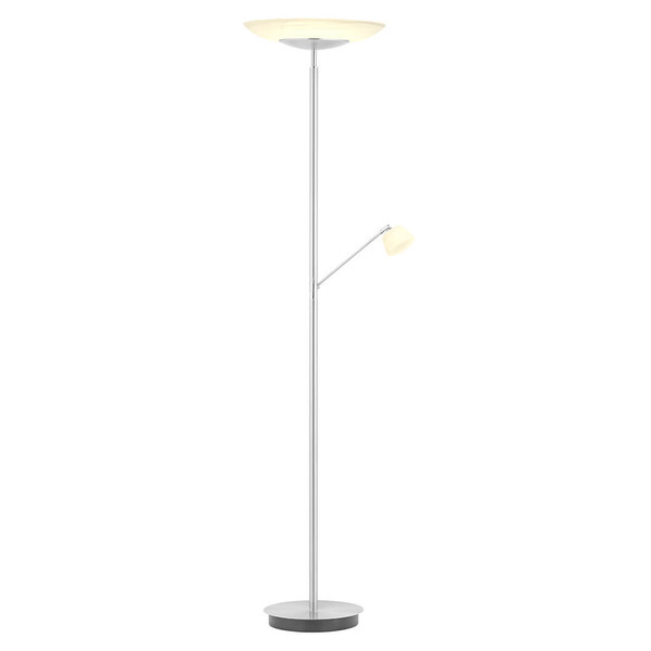 Hell LED Stehleuchte Ferdi dimmbar 41W CCT steuerbare Lichtfarbe 3-stufig extrawarm- bis neutralweiss 90Ra Nickel matt Alabasterglas 180cm 60583/2-92