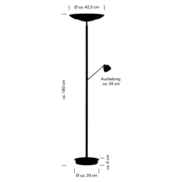 Hell LED Stehleuchte Ferdi dimmbar 41W CCT steuerbare Lichtfarbe 3-stufig extrawarm- bis neutralweiss 90Ra Nickel matt Alabasterglas 180cm 60583/2-92