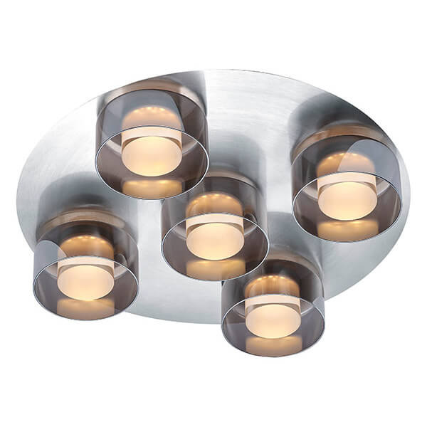 Hell LED Deckenleuchte Dune dimmbar 35W Dim to Warm extrawarm- bis warmweiss 90Ra B-Link Nickel matt Rauchglas Ø44cm 70621/5-92