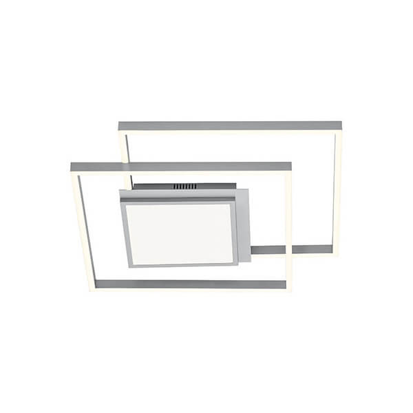 Hell LED Deckenleuchte Karo dimmbar 41W CCT steuerbare Lichtfarbe stufenlos extrawarm- bis tageslichtweiss 90Ra Fernbedienung Alu matt 62x62cm 70622/1-37