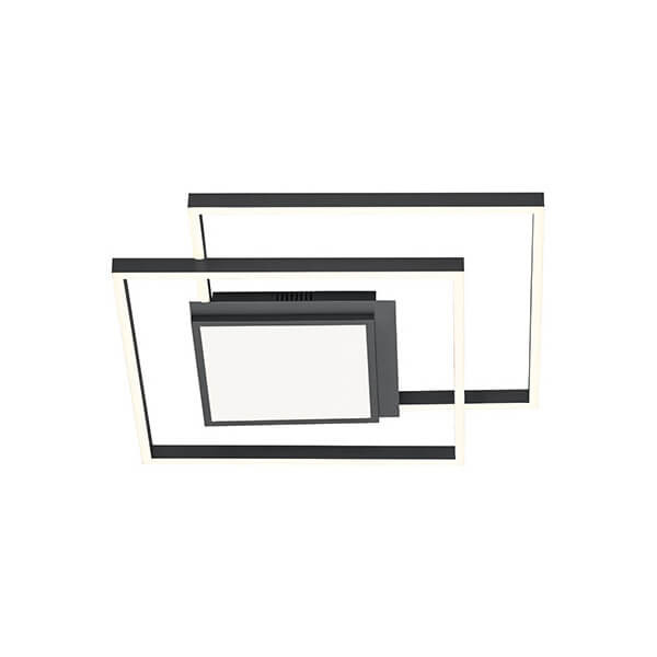 Hell LED Deckenleuchte Karo dimmbar 41W CCT steuerbare Lichtfarbe stufenlos extrawarm- bis tageslichtweiss 90Ra Fernbedienung Anthrazit matt 62x62cm 70622/1-39