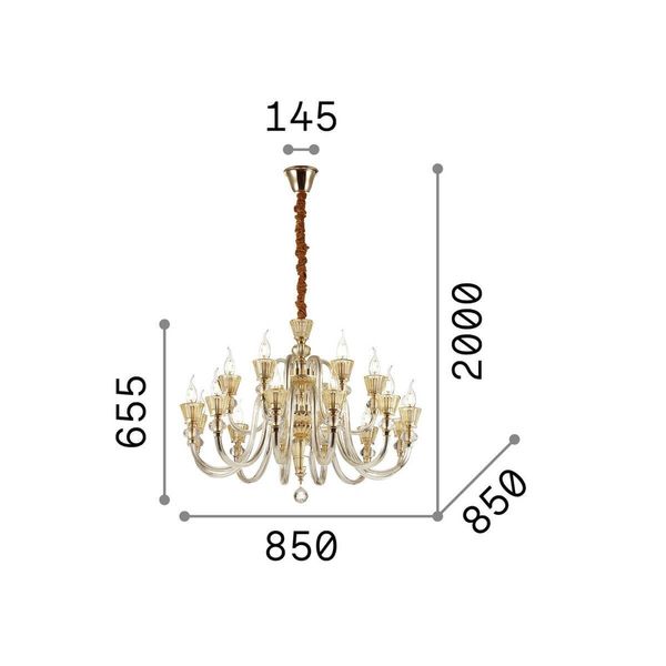 Ideal Lux STRAUSS Pendelleuchte E14 18-fach ⌀850mm dimmbar Gold 140629