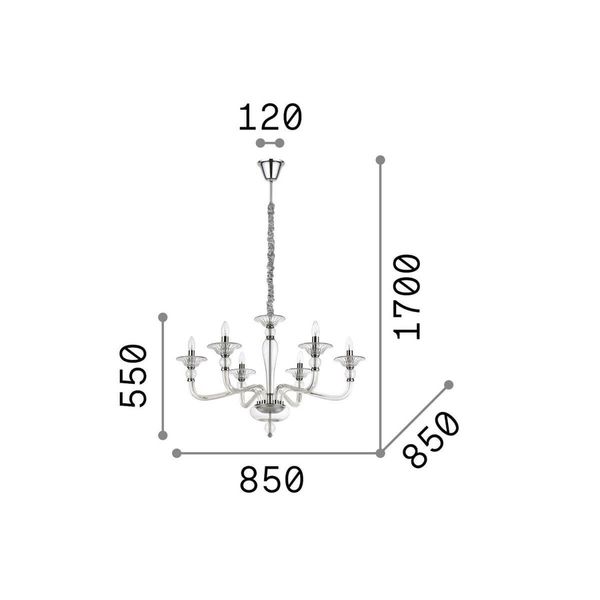 Ideal Lux DANIELI Pendelleuchte E14 6-fach ⌀850mm dimmbar Amber 159942