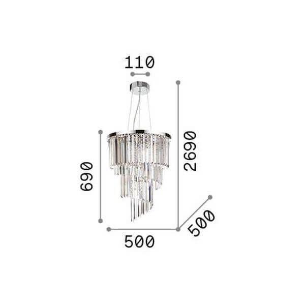 Ideal Lux CARLTON Pendelleuchte E14 12-fach ⌀500mm dimmbar Chrom 166247